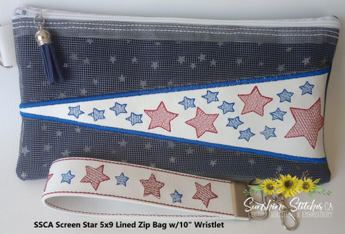 Screen,Star,5x9,Lined,Zip,Bag,10,Wristlet,