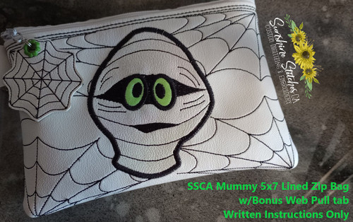 Mummy,5x7,Lined,Zip ,Bag,Web,Pull,Tab,