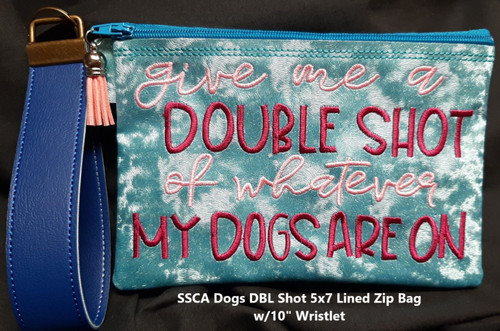 Dogs DBL Shot  5x7 Lined Zipper Bag