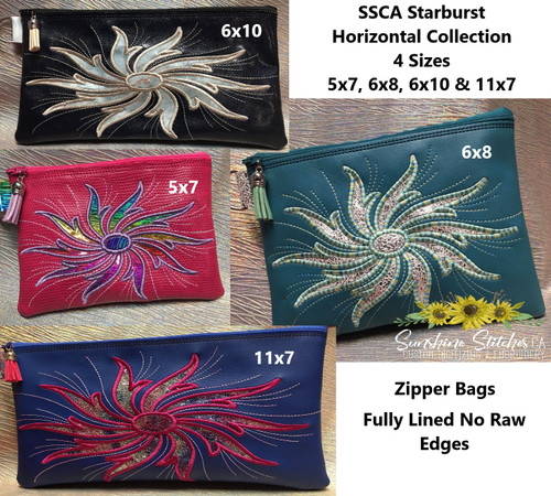 Starburst, HORIZONTAL, Lined, Zip, Bag, Collection, w/Wristlet, 5x7, 6x8, 6x10, 11x7,