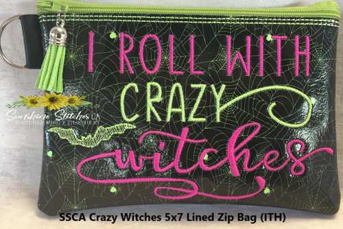 Crazy, Witches, 5x7, Lined, Zipper Bag,