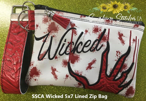 Wicked, 5x7, Lined, Zipper, Bag, with, Wristlet,
