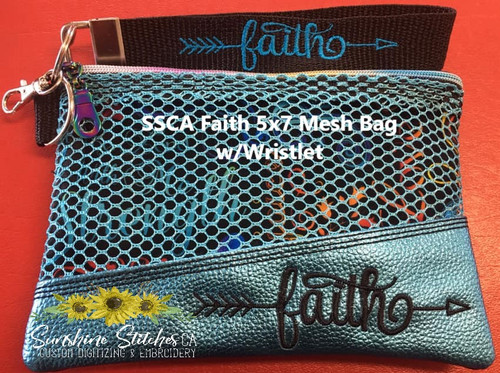 Faith, Mesh, 5x7, Lined, Zipper, Bag, with, Wristlet,