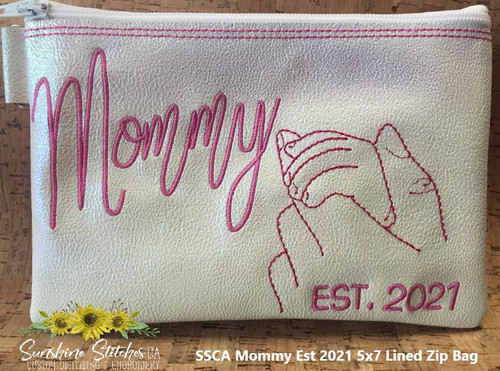 Mommy, Est, 2021, Zipper, Bag, 5x7,