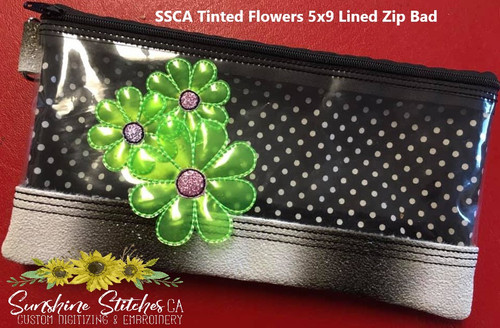 Tinted, Flowers, 5x9, Lined, Zip, Bags,