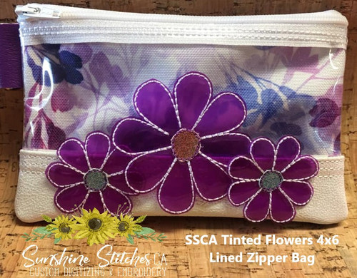 Tinted, Flowers, 4x6, Lined, Zip, Bags,