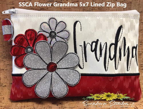 Flower, Grandma, 5x7, Lined, Zipper, Bag,