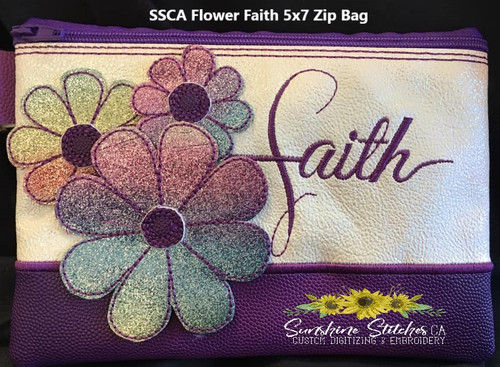 Flower, Faith, 5x7, Lined, Zipper, Bag,
