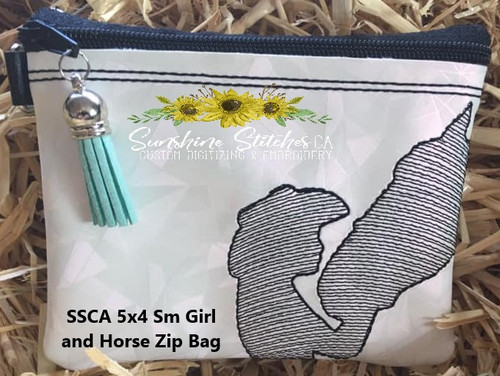 5x4, Small, Girl,Horse, Lined, Zipper, Bag,