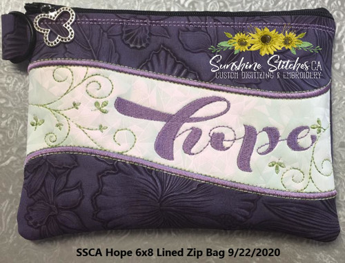 Hope, 6x8, Lined, Zipper, Bag,