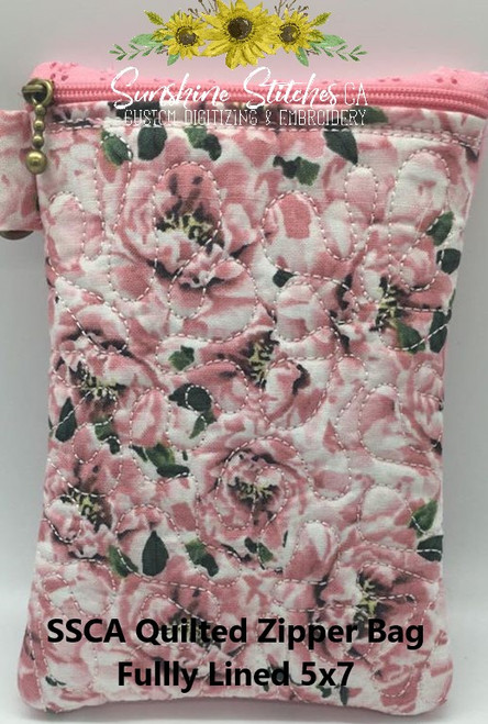 Quilted, 5x7, Zipper, Bag,