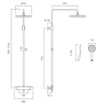 Velo Adjustable Round Shower Column Technical Drawing
