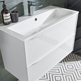 Frame 800 Two Drawer Gloss White Wall Mounted Bathroom Unit with White Isocast Basin
