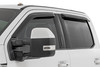 Upgrade Your Ride with Premium Tape-On Wind Deflectors: Enhance your driving experience with Rough Country's premium tape-on wind deflectors. Designed for quick and secure installation, these deflectors apply directly to the window frame using pre-applied automotive-grade adhesive, no tools or drilling needed.All-Weather Comfort: Keep your windows cracked in rain, snow, or heat without letting the elements inside. Our deflectors promote fresh airflow while keeping your cabin dry and comfortable in any condition.Quieter, More Comfortable Drives: Reduce wind noise and turbulence when driving with your windows partially open. Whether on your daily commute or a long road trip, you'll enjoy a quieter, more relaxing ride.Bold, Stylish Appearance: Give your vehicle a distinctive look with a contoured, aerodynamic profile that complements its exterior design. These deflectors deliver both function and flair.Custom Fit for Your Vehicle: Each set is precision-engineered for a perfect, model-specific fit that aligns flawlessly with your window frame for reliable performance and a factory-finished appearance.