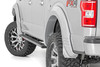 Rough Country's SF1 Fender Flares help you get the tough-looking finishing touch that your build deserves with a one-of-a-kind design. These flares complement the truck's body lines offering a clean look that will turn heads. The SF1 flare design gives the perfect amount of additional tire coverage for an oversized wheel and tire package and feature an integrated rear "mud catcher" to help reduce tire sling down the truck side. They are easy to install on your F-150, with excellent fitment right out of the box and includes all necessary hardware. The construction of these flares is from a durable ABS material that is both UV resistant for an uncoated install or paint-ready for a custom color match look.\
Not only will you get the utility you need from these flares, but you'll also have a unique and aggressive look for your truck.ΓÇ» Whether you're looking for functionality or an accessory to tie your lift, wheels and tires together, Rough Country's SF1 fender flares deliver on all fronts.