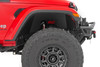 Superior Solution. Clean up the look of your inner fenders with Rough CountryΓÇÖs JT Front Inner Fender Liners. This eye-catching inner fender upgrade helps protect your engine bay from dust, mud, and debris, and can be easily installed in no-time flat!\
Durable Upgrade. Aftermarket fenders are a huge improvement for most Jeeps wanting to get the best clearance and articulation possible, but when removing the stock fenders many people also remove the stock fender liners. Regain protection in this crucial area and protect your engine bay from the elements with Rough CountryΓÇÖs innovative Front Inner Fender Liners. With a unique 3-piece construction, these liners cover more areas than other liners on the market, giving more protection to your engine bay and body panels. Each Rough Country liner features a corrosion-resistant powder coat for long-lasting durability. Additionally, these liners mount firmly to the body for quiet operation, free of rattling or vibration noise. The solid-steel, angular design with "RCΓÇ¥ logo cutout gives an aggressive look to this now more visible area on your JT. An included, removable logo plate can be custom painted to any color you wish for a pop of extra color.\
Installation and Warranty. Rough Country Inner Fender Liners feature a bolt-on installation process with minor drilling for an easy upgrade you can do with common tools in a home garage. Rough Country's Inner Fender Liners come with our Limited Lifetime Warranty, so you can enjoy the peace of mind that comes with buying Rough Country products.