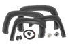 Add aggressive good looks quickly and easily with Rough Country's Fender Flares. Nothing compliments a new lift, wheels, and tires like a set of stylish, mean-looking fender flares. Rough Country's Fender Flares are designed with a simulated riveted look. These fender accessories bolt-on quickly and easily in a few secure mounting points, making installation a cinch. No cutting or drilling is required to install, and these flares can be easily removed and return your truck to stock! These UV treated fender flares ship in flat-black or can easily be painted to match your vehicle, and are designed to withstand the sun, rain and other elements of nature. Rough Country Fender Flares are guaranteed to be free of defects for 3 years!