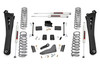 Compliment your RAM 2500's aggressive, good looks with Rough Country's new 5-inch Lift Kit with lifted coil springs. New model RAM Trucks come with a wealth of impressive features right from the factory. Rough Country's new 5-inch kit was engineered to retain these impressive factory specs while bumping up performance and durability where it's needed most. The result is a lifted beast with a mean profile and lush ride-quality that'll make other RAM owners wonder where you got yours from!Rough CountryΓÇÖs 5-inch Lift Kit is designed for Dodge RAMΓÇÖs equipped with either factory rear coils or factory rear air ride suspension. On Air Ride models, this kit uses a rear air bag spacer that works with the factory air bag to provide rear lift. This kit also features a Rear Sensor Arm Relocation Bracket that can modify how the sensor link speaks to the computer to determine what the ride height is. This allows you to adjust the amount of rear height up to 1-inch higher than the front by way of multiple mounting points spaced by 1/4-inch. Pick the mounting point you want for the rear ride height you prefer.When changing a vehicle's suspension, the key to preserving ride quality is in keeping the geometry of all suspension components as close to their factory angles as possible. Rough Country's new 5-inch Suspension kit features a set of ultra-durable Radius Arms, precision fit to bolt right into the factory mounts for an easier install and a more factory-like angle. These beefy, upgraded Radius Arms also feature a durable, durable rubber bushings for maximum vibration absorption. This kit also includes a set of front, lifted coil springs for unparalleled ride quality from your lifted Dodge Ram.