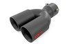 Give your truck the finishing touch with Rough CountryΓÇÖs Black Exhaust Tip w/ ΓÇ£RCΓÇ¥ logo! This stylish yet durable exhaust tip gives your truck an aggressive look with an easy, 100% bolt-on installation procedure that takes no time flat!\
Whether youΓÇÖre wanting to ditch the chrome for a blacked-out look or just want a unique, easy upgrade, Rough CountryΓÇÖs Flat Black Exhaust Tip is the perfect solution for your truck. With a 304 stainless steel construction and high-temperature resistant flat-black powder coat, each Rough Country exhaust tip is designed to withstand the elements for a long lifespan of good looks.\
Rough CountryΓÇÖs Flat Black Exhaust Tip features an easy clap installation that fits 2.5in - 3in pipes and installs lightning fast with no cutting, welding, or drilling required!