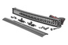 Command the Dark: Light up the night and stay on the trails longer with Rough Country's sleek 30-inch Curved Dual Row CREE LED Light Bar. This powerful light bar offers 27,000 lumens of illumination and 300 watts of energy-efficient output, all housed in a stylish, modern frame. Featuring 60 high-intensity 5-watt CREE LEDs, it delivers superior brightness and durability for any adventure.The sleek black panel design complements vehicles with black accents, such as grilles, wheels, bull bars, or steps. Designed for all-weather performance, this light bar comes with a durable die-cast aluminum housing, ensuring maximum strength and heat dissipation. ItΓÇÖs also backed by an IP67 waterproof rating, providing reliable performance even in harsh conditions.This light bar contains 30 cool white daytime running LEDs for enhanced visibility and safety. Installation is made simple with the included premium, flat-wound wiring harness, complete with an on/off switch for easy operation. The light bar also features Rough Country's Light Bar Noise Silencers, designed to eliminate unwanted hums, whistles, and wind noise typically found in mounted LED light bars.This light bar includes both end mounts and adjustable base mounts, offering multiple mounting options for maximum versatility. A snap-on cover protects the lens, while Moisture Breather technology reduces moisture build-up inside the light. Plus, itΓÇÖs all backed by a 3-year warranty for peace of mind.