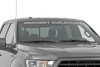 Rough Country's 49in Curved Window Decal is the perfect application for vehicles with deep-curved windshields that want to show off their Rough Country love! This large, premium-quality vinyl decal spans the entire front windshield for a head turning look that won't be missed! Smaller, straight decals curve downward if applied to this type of windshield, but Rough Country has solved this problem! Each decal is built with a specific curve designed to sit straight once applied to a deeply-curved windshield like the ones found on most modern trucks.  Works best on 09+ Ford and Dodge trucks.