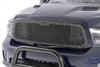 Give the front-end of your Dodge RAM 1500 a unique look with Rough CountryΓÇÖs Mesh Grille kit. This grille replacement kit swaps out your stock grille with the eye-catching, head-turning good looks of this aftermarket upgrade. With a unique, laser-cut mesh pattern surrounded by stylish, stainless steel button-head bolts, this grill gives your truck a more menacing look thatΓÇÖs sure to draw attention. Each kit is powdercoated black to resist corrosion and give a long lifespan of good looks.