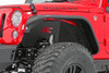 Clean up the look of your inner fenders when using aftermarket flares with Rough CountryΓÇÖs JK Front Inner Fender Liners. This eye-catching inner fender upgrade helps protect your engine bay from dust, mud, and debris, and can be easily installed in no-time flat!Aftermarket fenders are a huge improvement for most Jeeps wanting to get the best clearance and articulation possible, but when removing the stock fenders many people also remove the stock fender liners. Regain protection in this crucial area and protect your engine bay from the elements with Rough CountryΓÇÖs innovative Front Inner Fender Liners. With a unique 3-piece construction, these liners cover more areas than other liners on the market, giving more protection to your engine bay and body panels. Each Rough Country liner features a corrosion-resistant powder coat for long-lasting durability. Additionally, these liners mount firmly to the body for quiet operation, free of rattling or vibration noise.The solid-steel, angular design with ΓÇÿRCΓÇ¥ logo cutout gives an aggressive look to this now more visible area on your JK. An included, removable logo plate can be custom painted to any color you wish for a pop of extra color. Rough Country Inner Fender Liners feature a bolt-on installation process with minor drilling for an easy upgrade you can do with common tools in a home garage. Includes Rough CountryΓÇÖs Lifetime Replacement Warranty.