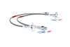 Upgrade your worn out rubber brake lines with Rough Country's Stainless Extended Steel Brake Line Kit. Our DOT approved brake line kits offer the necessary extra length to install your application, perfect for vehicles lifted 2in - 6in and for anyone who wants to swap out poor performing or decaying factory brake lines.\\
Rough Country's Stainless Steel replacements offer superior protection and a seriously long lifespan. A braided stainless steel exterior keeps your lines free from off-road debris, rocks, and mud that can penetrate factory rubber lines. This durable outer layer also prevents expansion of the internal Teflon layer - even under 4,000PSI - keeping fluid moving to the brake line for a noticeably firmer brake pedal feel. High-quality hollow fasteners at both ends of each brake line provide a leak-free flow path.