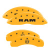 MGP 4 Caliper Covers Engraved Front Ram Rear Ramhead Yellow Finish Black Char 2019 Ram 1500 - 55005SRMHYL Photo - Primary