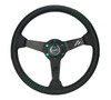 NRG Steering Wheel 1.5in Dish 350mm Black Perforated Leather - Emerald Stitching - Reinforced Spoke - RST-037MB-B-20 Photo - Primary