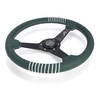 NRG Steering Wheel 1.5in Dish 350mm Black Perforated Leather - Emerald Stitching - Reinforced Spoke - RST-037MB-B-20 Photo - Close Up