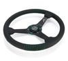 NRG Steering Wheel 1.5in Dish 350mm Black Perforated Leather - Emerald Stitching - Reinforced Spoke - RST-037MB-B-20 Photo - Close Up