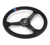 NRG Sport Wheel (350mm) 3 Solid Spokes - 1.5in Deep - Matte Black - Minty Fresh Miata Logo Etched - RST-037MB-SA-M3 Photo - Close Up