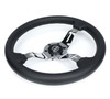 NRG Light Weight Gaming Steering Wheel - Splitz Chrome Silver Spokes Perforated Leather - ST-010CH-PR Photo - Close Up