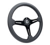 NRG Light Weight Gaming Steering Wheel - 350mm 3 Black Chrome Silver Spokes Perforated Leather - ST-018BC-PR Photo - Close Up