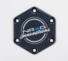 NRG Carbon Fiber w/ Blue Texalium Fabrics Horn Delete Button Circular Logo Front/ Back - STR-640CF/BL Photo - Close Up