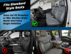 PRP 2021+ Ford 150/ 2023+ SuperDuty Front Seat Covers (Pair) - Black w/ Red Stich - B094-01 Photo - Close Up