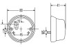 Hella 1259 Red Tail Lamp w/ Chrome Base - 001259751 Technical Drawing
