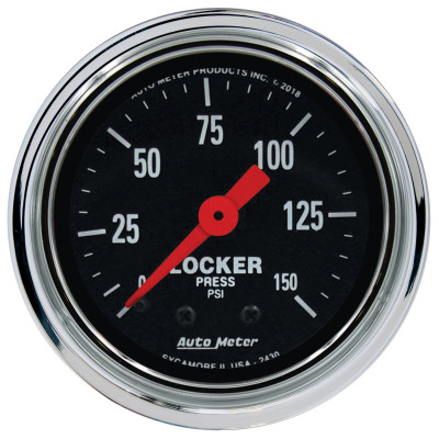 Autometer Traditional Chrome 2-1/16in 150 PSI Mechanical Air Locker Gauge - 2430 Photo - Primary