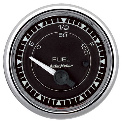 AutoMeter Chrono 2-1/16in 0E 0-90 Ohm Electric Fuel Level Gauge - Chrome - 9714 Photo - Primary