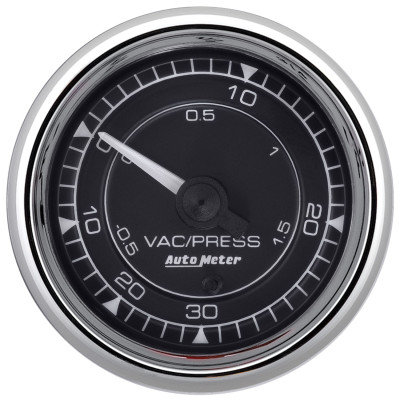 AutoMeter Chrono 2-1/16in 30in HG/30PSI Digital Stepper Motor Vaccum/Boost Gauge - Chrome - 9759 Photo - Primary