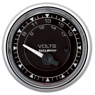 AutoMeter Chrono 2-1/16in 18V Electric Voltmeter Gauge - Chrome - 9792 Photo - Primary