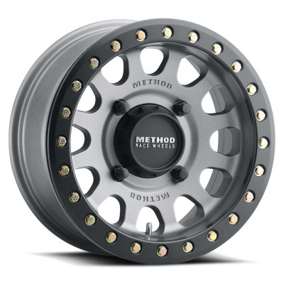 Method MR401 UTV Beadlock 15x6 / 5+1/53mm Offset / 4x156 / 132mm CB Titanium Wheel- Matte Black Ring - MR40156046851B Photo - Primary