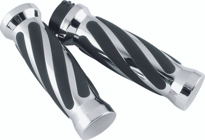 Bikers Choice 81-17 XL & Big Twin Dual Cable Chrome & Black Twisted Grips Pr - 498415 Photo - Primary