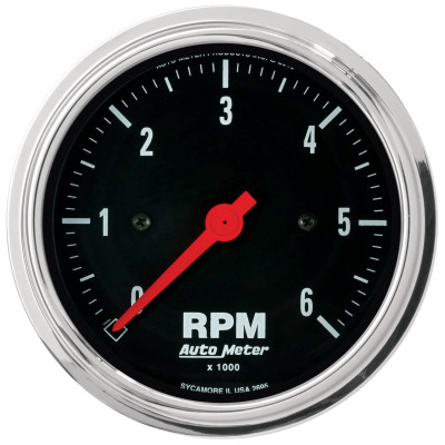 Autometer Traditional Chrome 3-3/8in 6K RPM In-Dash Mechanical Tachometer - 2495 Photo - Primary