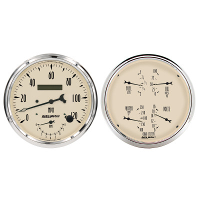Autometer Antique Beige Quad & Tach/Speedo 5in. - 2 Pc. - 1852 Photo - Primary
