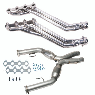 BBK 05-10 Ford Mustang GT 1 5/8 Long Tube Headers w/High Flow Catted X-Pipe (Silver Ceramic) - 16413 Photo - Primary