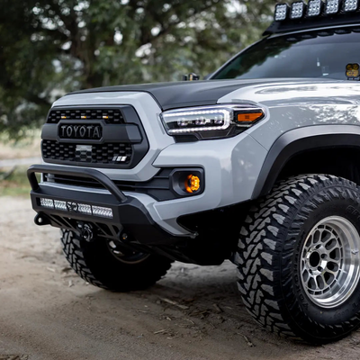 Cali Raised 16-23 Toyota Tacoma Stealth Bumper - Bull Bar / 32In Led Bar Spot W/ Tall Switch - CR3210 Photo - Primary