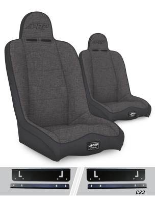 PRP Jeep Wrangler CJ7/YJ Daily Driver High Back Suspension Seats Kit (Pair) - Gray - A140110-C23-54 Photo - Primary