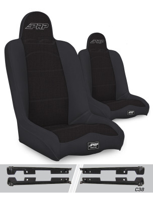 PRP Jeep Wrangler JK/JKU Daily Driver High Back Suspension Seats Kit (Pair) - Black - A140110-C38-50 Photo - Primary
